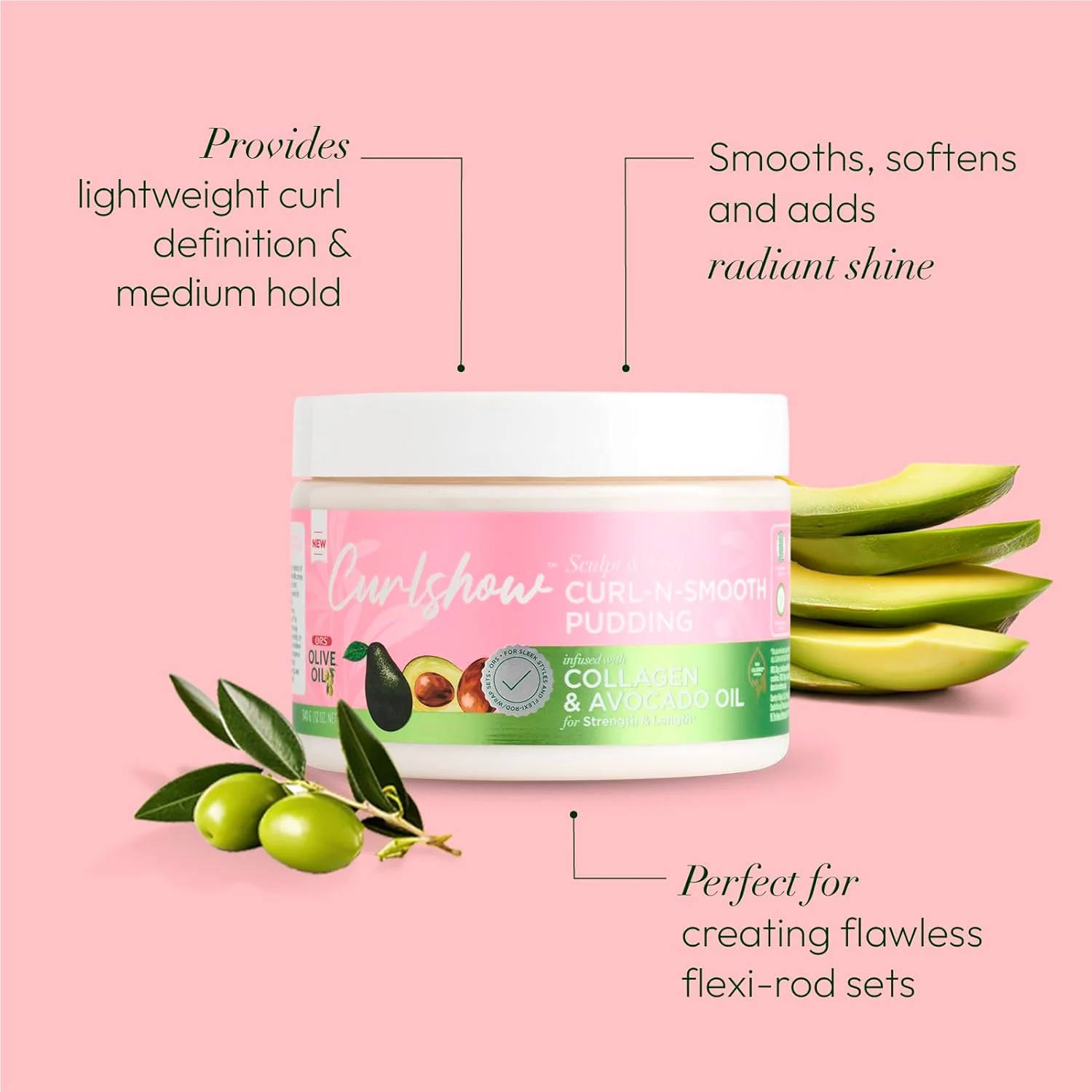 ORS Olive Oil Curlshow Curl-N-Smooth Pudding for Strength & Length (12.0 oz) - Image 4