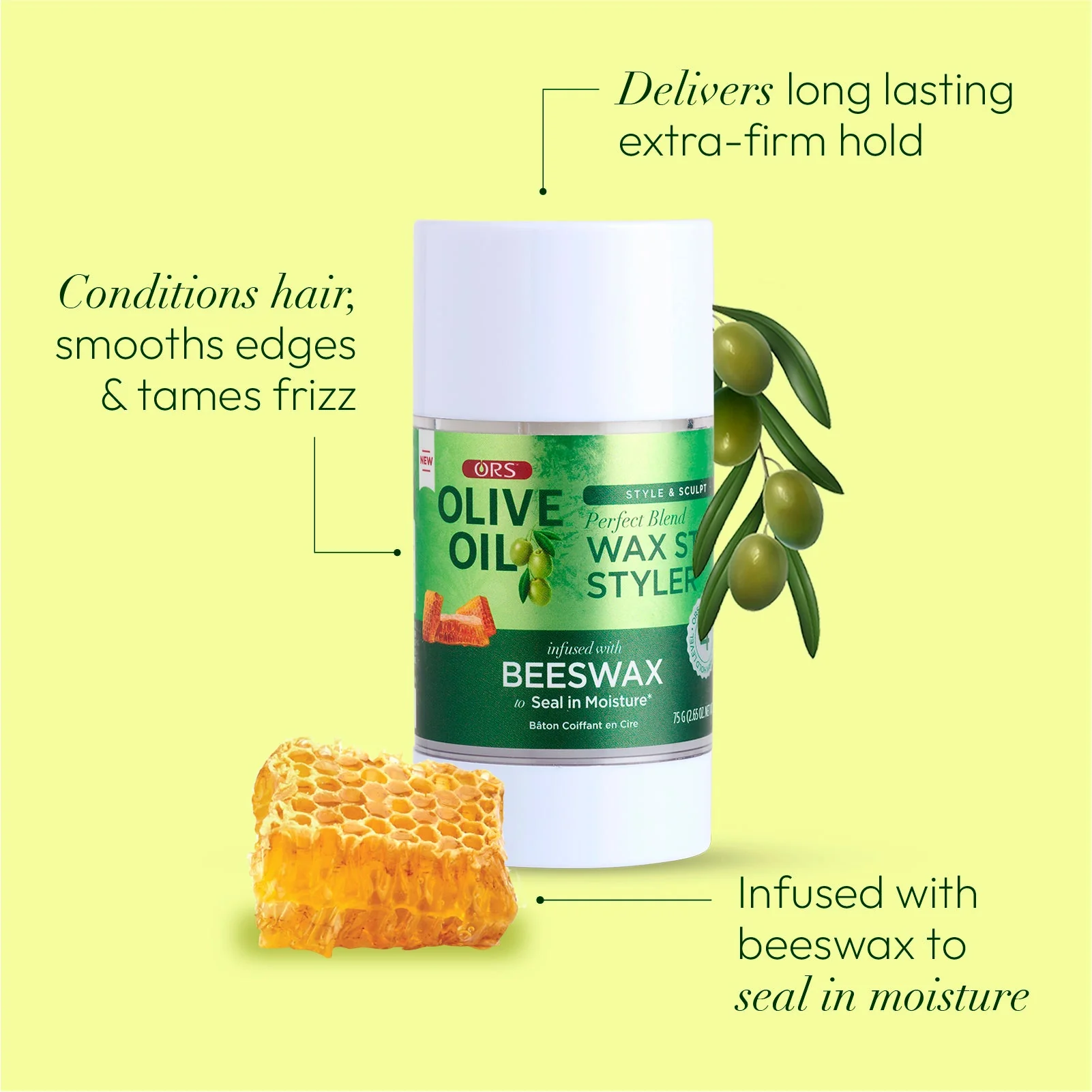 ORS Olive Oil Style & Sculpt Perfect Blend Wax Stick Styler (2.6 oz) - Image 4